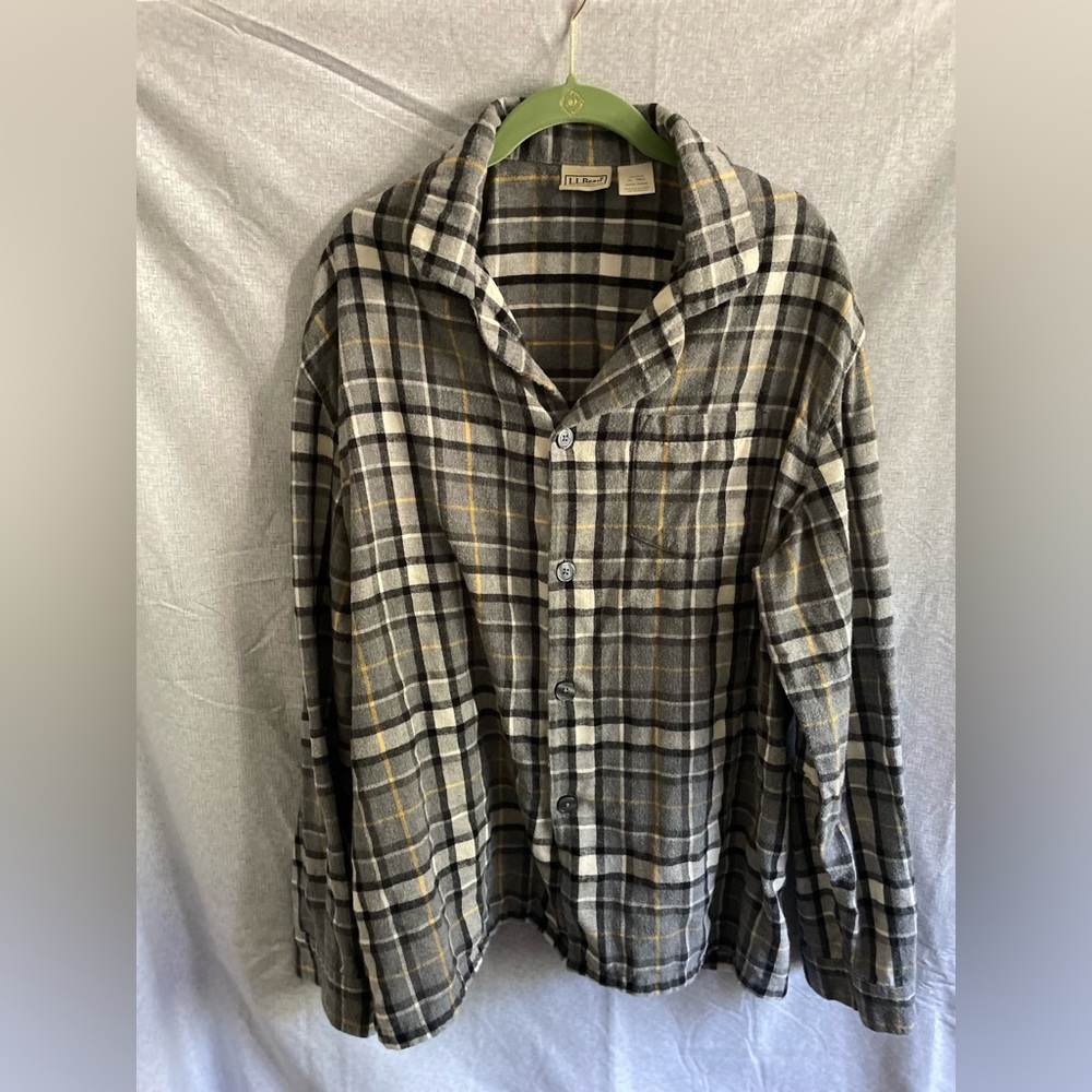 L.L.Bean mens XLreg 100% cotton plaid flannel pajama top